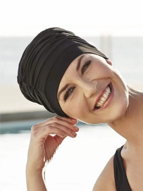 Swim cap Wave black by My Headwear specialist in chemo hats
