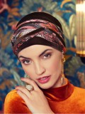 Turban Boho Spirit Scarlett Velvet Dark Brown - chemo mutsje / alopecia turban
