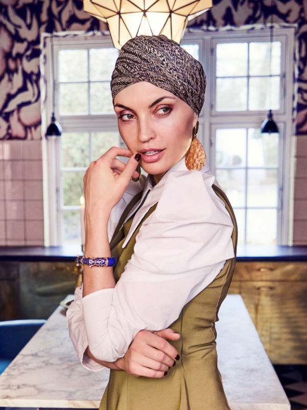 Turban Sapphire Blue Ink - cancer hat / alopecia headwear