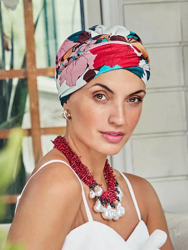 Turban Sapphire Floral Fusion - cancer hat / alopecia headwear