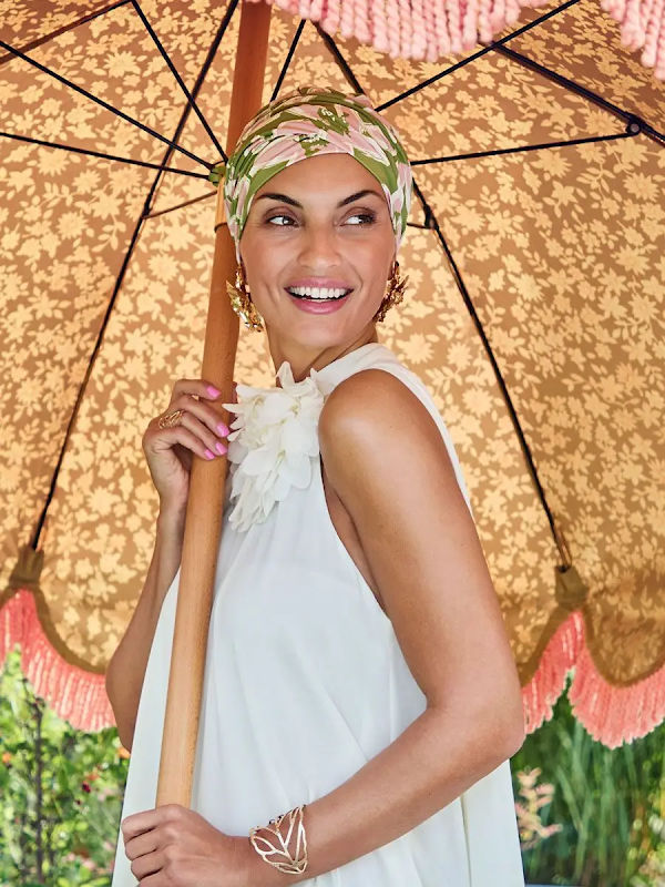 Turban Sapphire Lime Garden - cancer hat / alopecia headwear