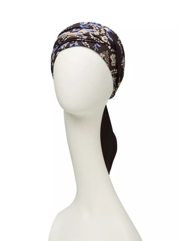 Headscarf Beatrice - Autumn Blues  - chemo headwear / alopecia headscarf