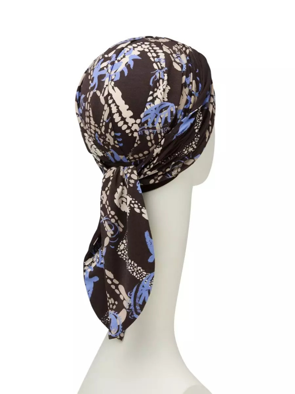 Headscarf Beatrice - Autumn Blues  - chemo headwear / alopecia headscarf