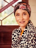 Turban Shakti Chocolate - Garden Pinks - cancer hat / alopecia headwear