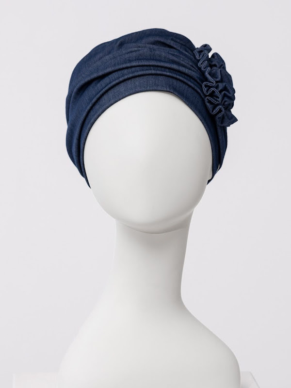 Turban HocLotus Dark Blue Denim - chemo hat / alopecia hat