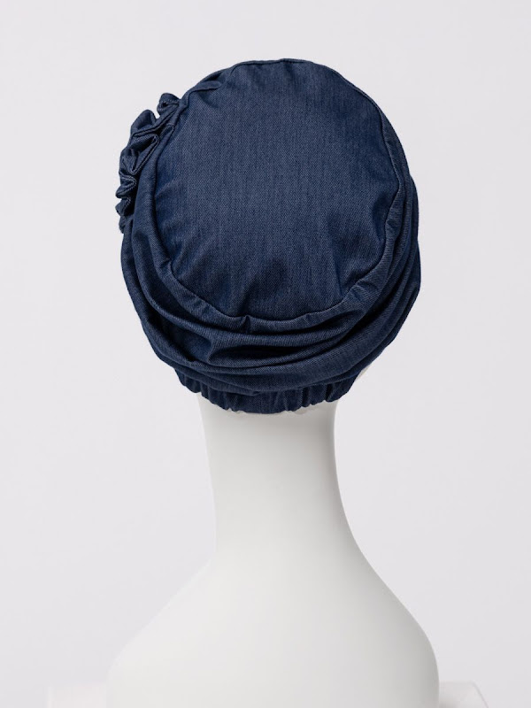 Turban HocLotus Dark Blue Denim - chemo hat / alopecia hat