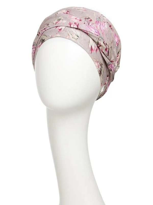 Turban Shakti Linen Protea Love - cancer hat / alopecia headwear