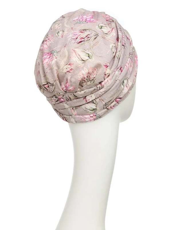 Turban Shakti Linen Protea Love - cancer hat / alopecia headwear