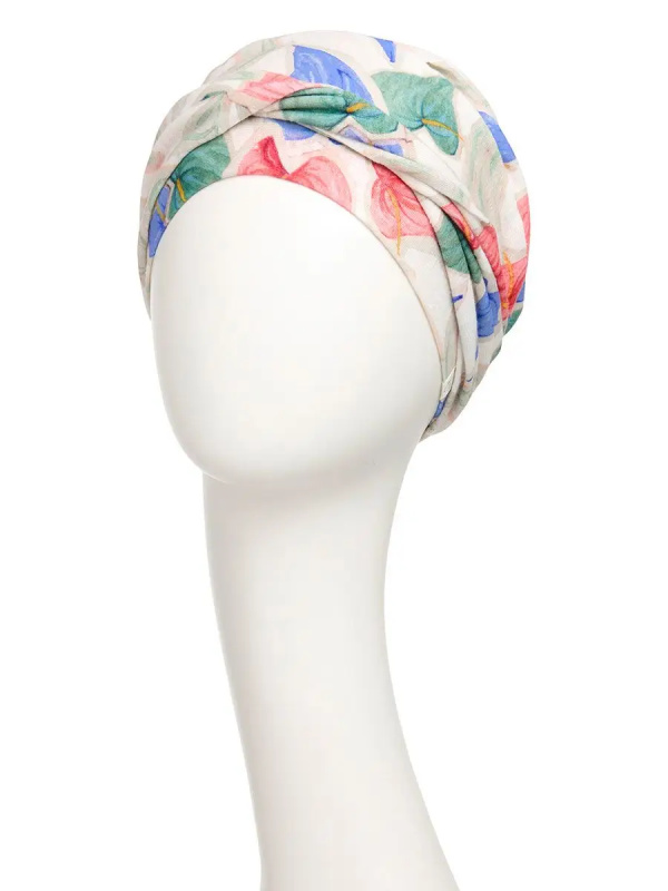 Turban Shakti Linen Tropical Blossom - cancer hat / alopecia headwear