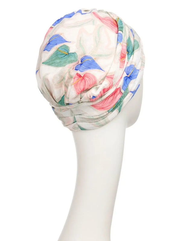Turban Shakti Linen Tropical Blossom - cancer hat / alopecia headwear