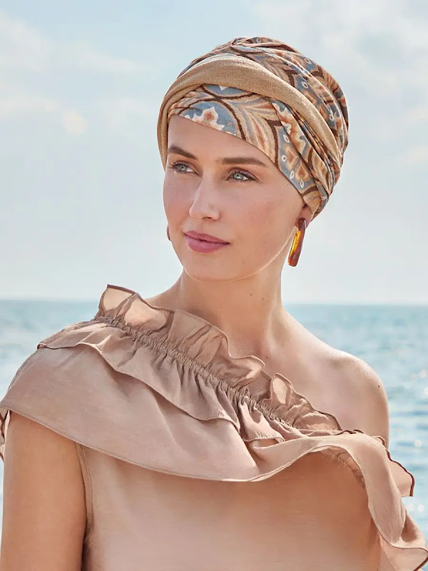 Turban Shakti Linen Touch of Gold - cancer hat / alopecia headwear
