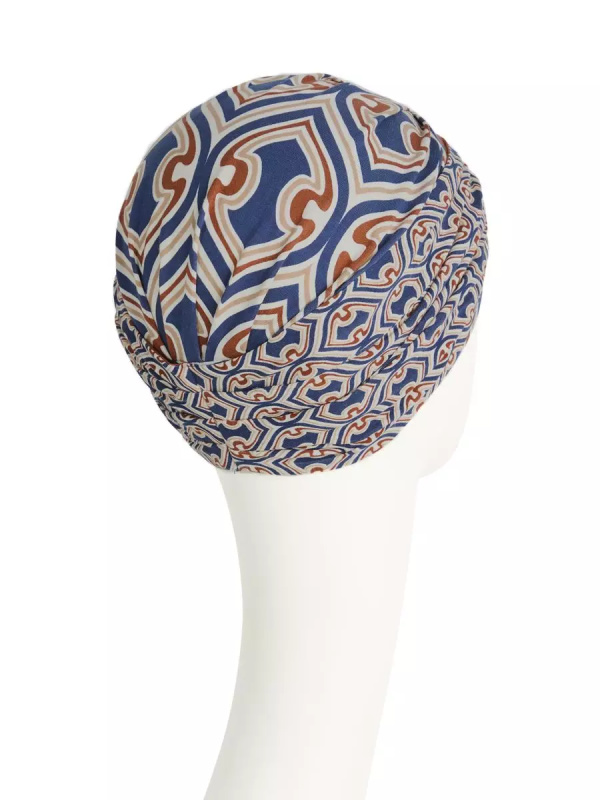 Turban Shakti Endless Shapes of Blue - cancer hat / alopecia headwear