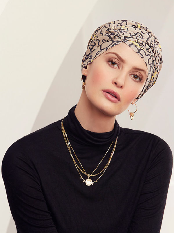 Turban Rosa V Twirls - chemo hat / alopecia headwear Turban Rosa V Twirls - chemo hat / alopecia headwear