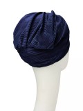 Turban Luna Dark Blue Plissé - chemo hat / alopecia turban