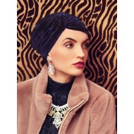 Turban Hoc Pearl - Velvet Emerald Blue - chemo turban velvet / alopecia turban