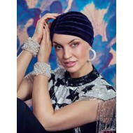 Turban Hoc Pearl - Velvet Emerald Blue - chemo turban velvet / alopecia turban
