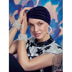 Turban Hoc Pearl - Velvet Emerald Blue - chemo turban velvet / alopecia turban