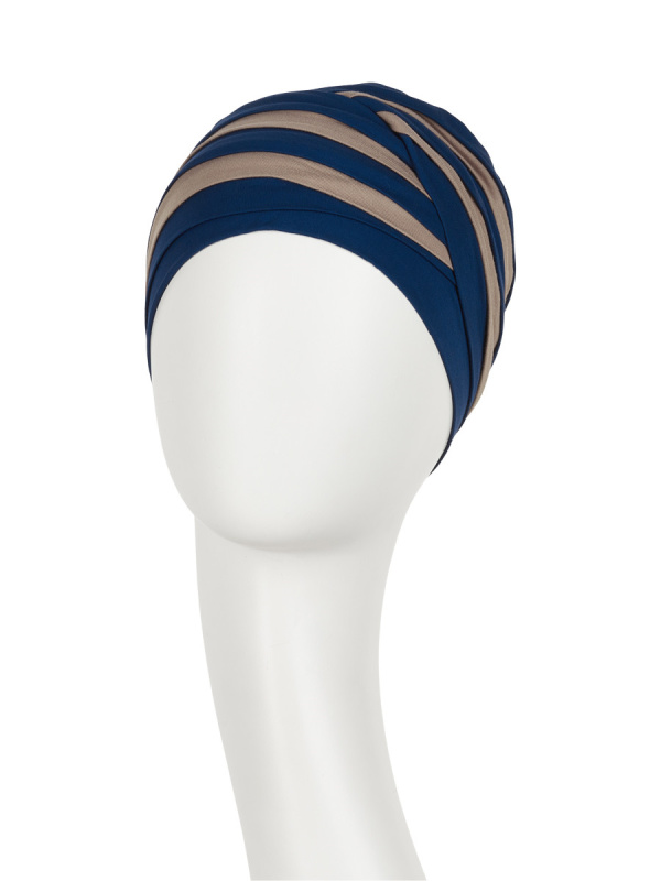 Top Shanti Night Blue/Dark Sand - chemo hat / alopecia headwear Top Shanti nachtblauw/zand - chemo mutsje / alopecia hoofdbedekking - EN