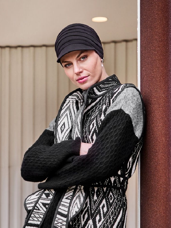 Cap HocYoga - Black - chemotherapy headwear / alopecia cap 