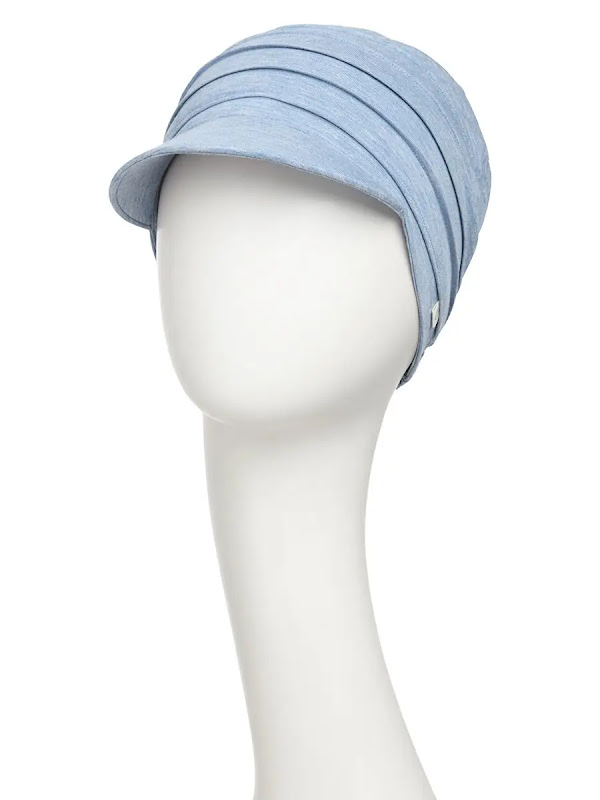 Cap HocYoga - Light Blue Melange - chemotherapy headwear / alopecia cap 