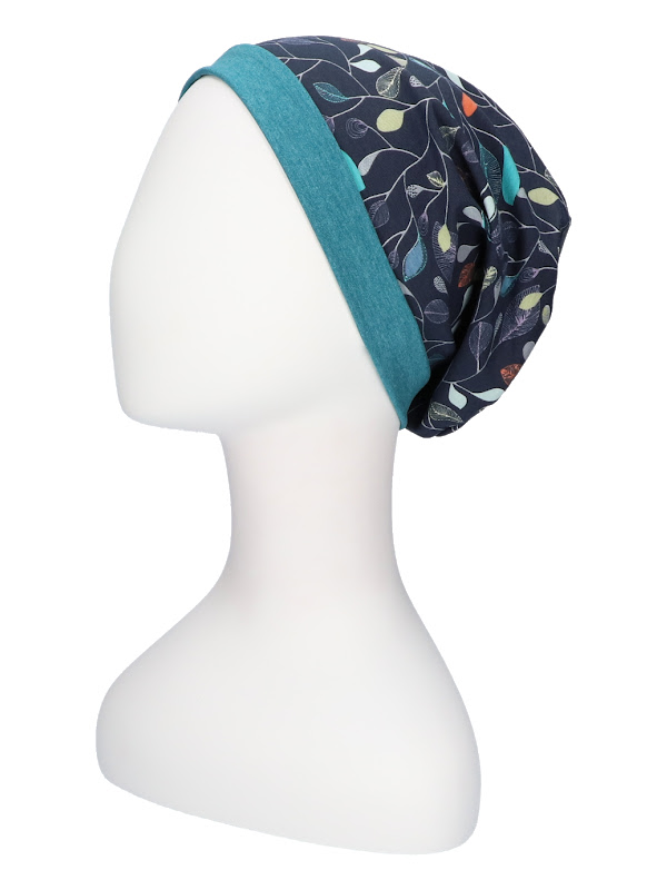 Top Mix Navy Leaves - chemo hat / alopecia hat