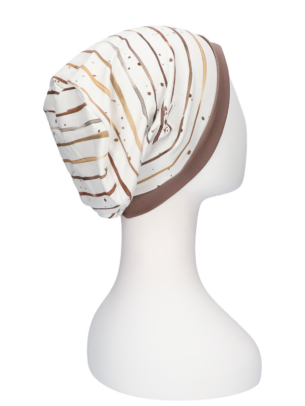Top Mix Stripes Taupe - chemo hat / alopecia hat