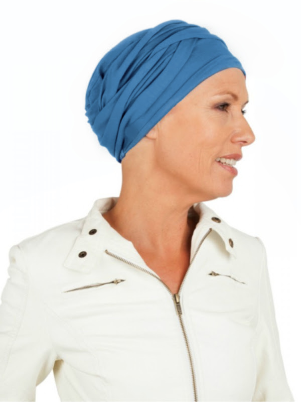 Chemo mutsjes Mooihoofd - Top PLUS blauw - alopecia vrouwen