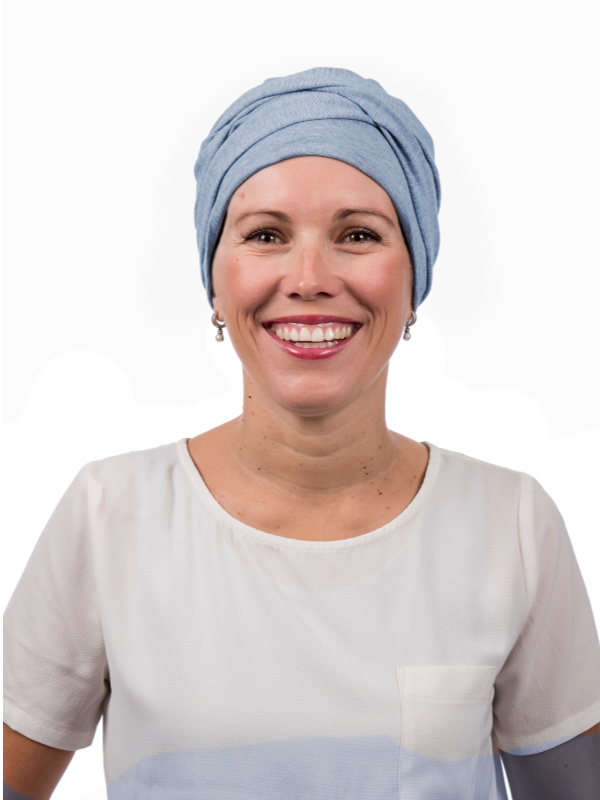 Top PLUS blue melee - chemotherapy headwear / alopecia hat