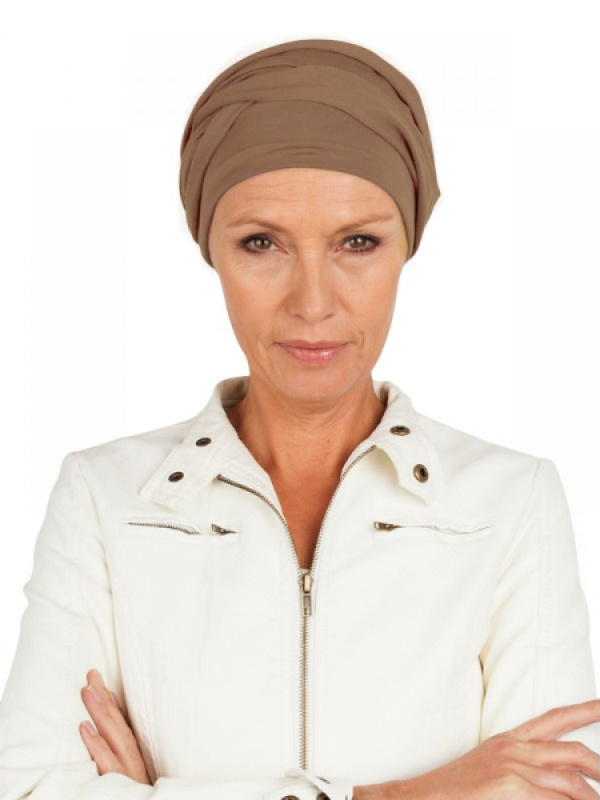 Top PLUS taupe - cancer headwear / alopecia hat