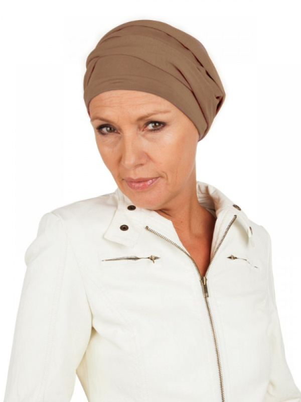 Top PLUS taupe - cancer headwear / alopecia hat