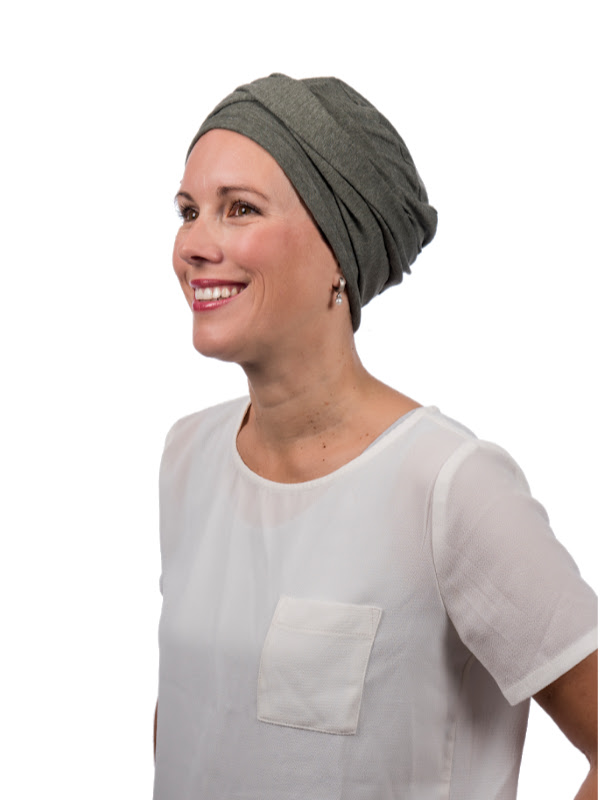 Top PLUS Khaki melee - cancer hat/ alopecia headwear