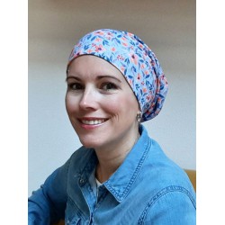 Top Tio Flowers Rusty/Blue - chemo hat / alopecia hat Top Tio Flowers Rusty/Blue - chemo hat / alopecia hat