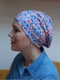 Top Tio Flowers Rusty/Blue - chemo hat / alopecia hat