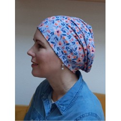 Top Tio Flowers Rusty/Blue - chemo hat / alopecia hat Top Tio Flowers Rusty/Blue - chemo hat / alopecia hat
