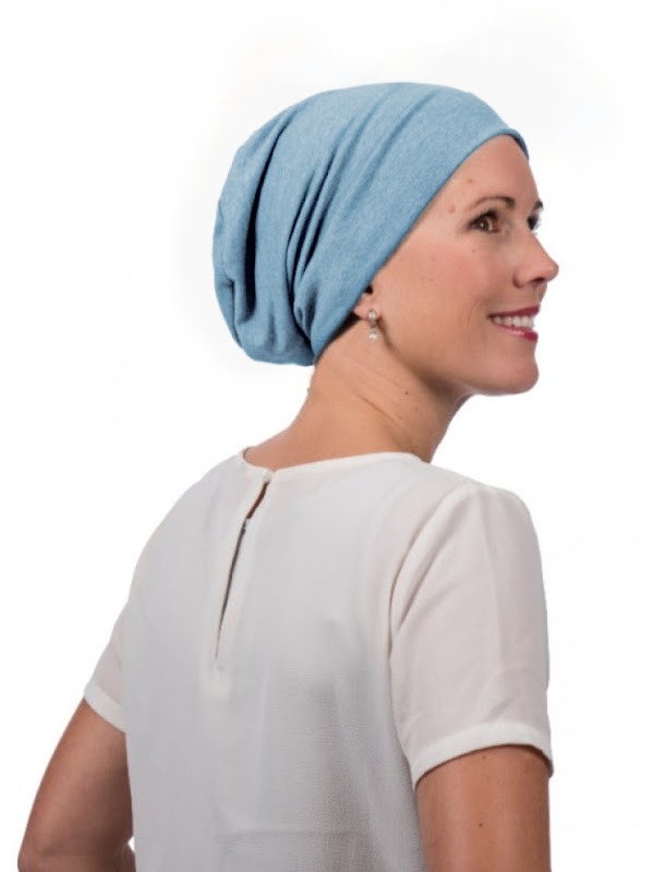 Top Tio light blue denim - chemo hat / alopecia hat