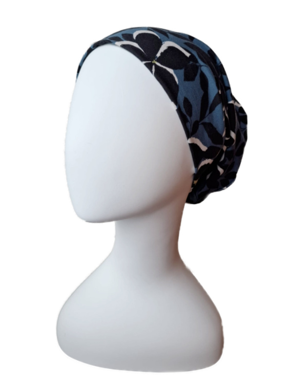 Top Tio Flowers in Blue - chemo hat / alopecia hat