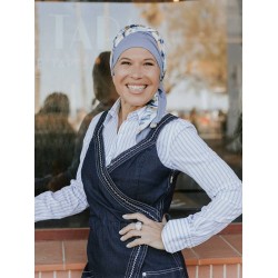 Hoofddoekjes bij chemo sjaaltjes - Sjaalmutsje Alma - Infinity Sky - chemo mutsjes