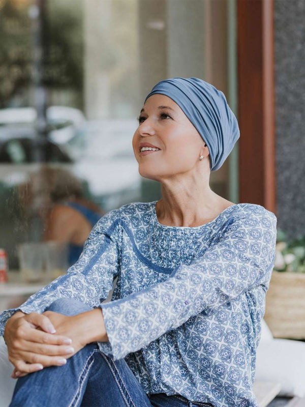 Sleep Cap Descanso Blue denim - chemo hat / alopecia hat