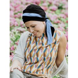 Headscarf Doris Black-Blue - chemo headwear / alopecia headscarf