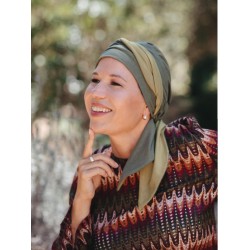 Headscarf Doris - Duo Green - chemo headwear / alopecia headscarf