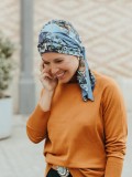 Headscarf Doris - Garden Blue  - chemo headwear / alopecia headscarf