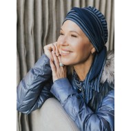 Headscarf Doris glowing - striped blue - chemo headwear / alopecia headscarf