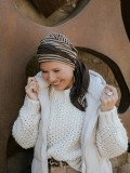 Headscarf Doris glowing - striped caramel - chemo headwear / alopecia headscarf