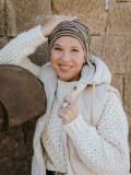 Hat Lucia - Glowing striped caramel - chemo hat / alopecia headwear