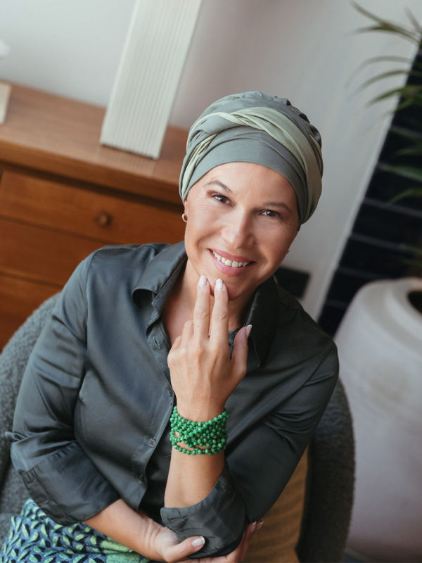 Hippe chemo mutsjes winkel - Mutsje Lucia Duo Olive