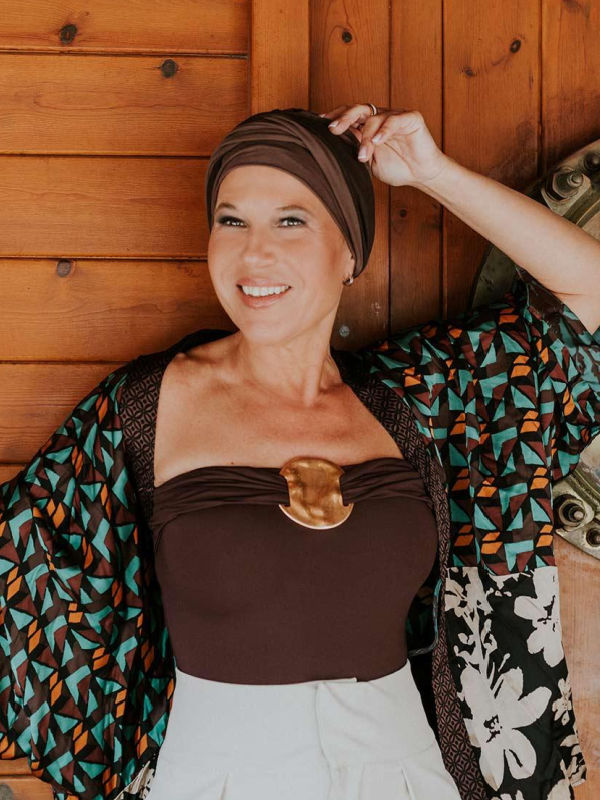 Hat Lucia duo cocoa - chemo hat / alopecia headwear