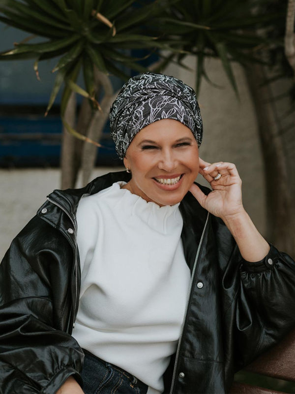 Hat Lucia Floral Black - chemo hat / alopecia headwear