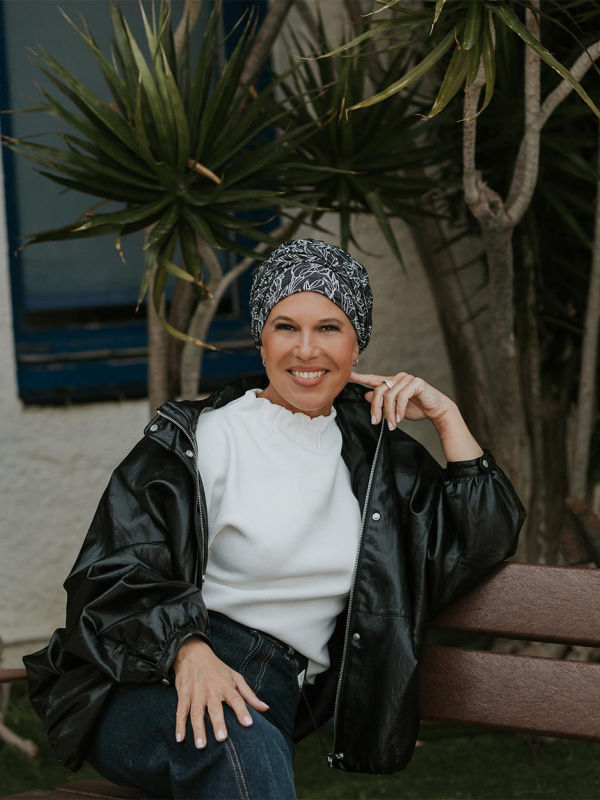 Hat Lucia Floral Black - chemo hat / alopecia headwear