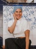 Top Sansa - blue denim - chemo hat / alopecia turban