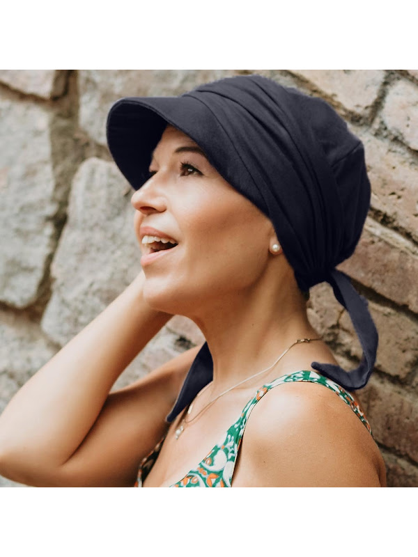 Cap Sofia Navy - chemotherapy headwear / alopecia cap 